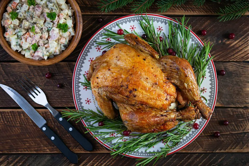 Baked whole chicken or turkey for Christmas