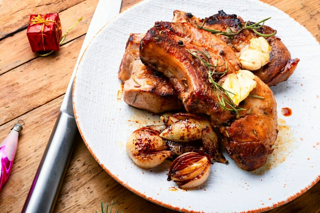 Fried Christmas loin, pork rack