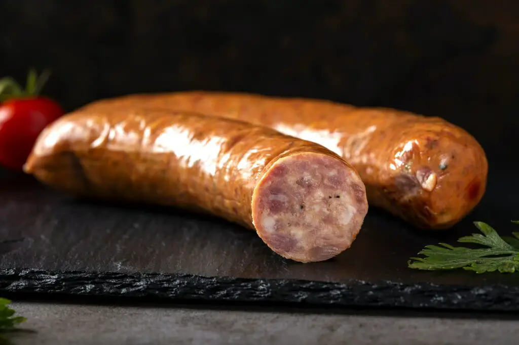 Two smoked pork sausages