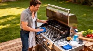 cleaning a propane barbecue grill