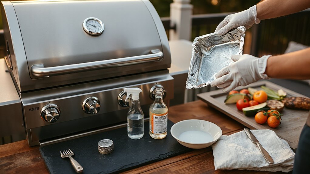 cool grill gather cleaning tools