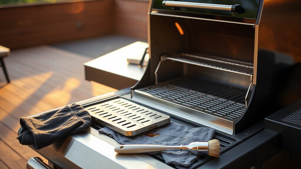 scrape hot grates wipe