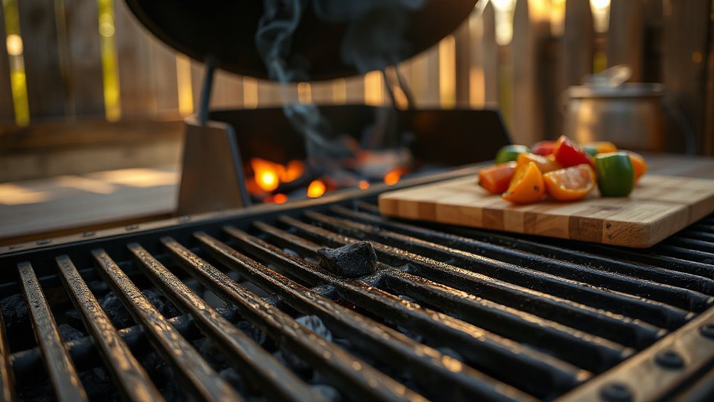 season cast iron grates with oil